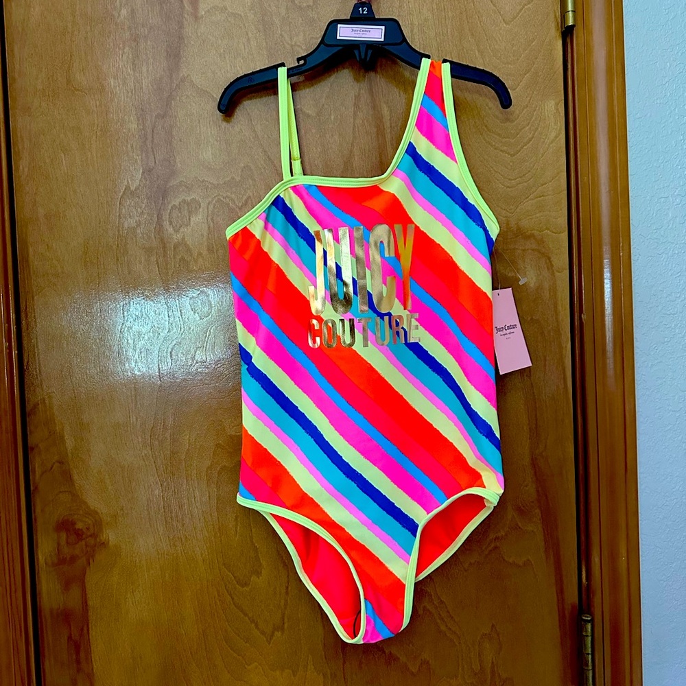 Juicy Couture Bright Multi color side stripe one piece Swimwear
